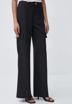 Artigli pantaloni femei, culoarea negru, lat, high waist, AP38108 imagine