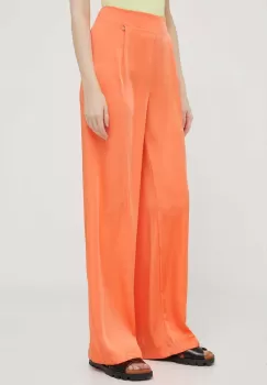 Artigli pantaloni femei, culoarea portocaliu, lat, high waist imagine