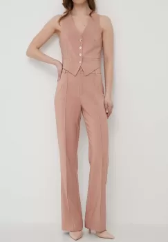 Artigli pantaloni femei, culoarea roz, drept, high waist imagine