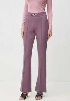 Artigli pantaloni femei, culoarea roz, evazati, high waist, ACPA000038 imagine