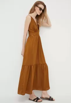 Artigli rochie culoarea maro, maxi, evazati imagine