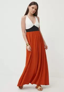 Artigli rochie culoarea maro, maxi, evazati, AA38227 imagine