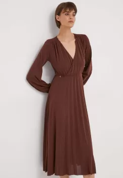 Artigli rochie culoarea maro, midi, evazati imagine