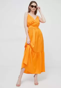 Artigli rochie culoarea portocaliu, maxi, evazati imagine