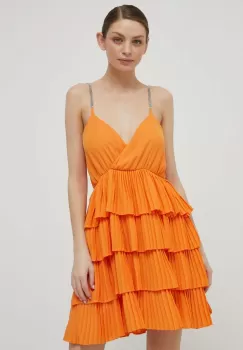 Artigli rochie culoarea portocaliu, mini, evazati imagine