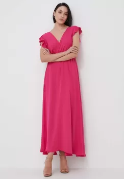 Artigli rochie culoarea roz, maxi, evazati imagine