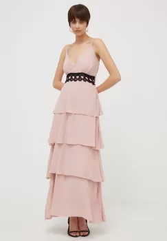 Artigli rochie culoarea roz, maxi, evazati imagine