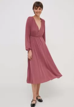 Artigli rochie culoarea roz, midi, evazati imagine