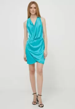 Artigli rochie culoarea turcoaz, mini, drept imagine