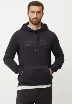 Asics bluza barbati, culoarea negru, cu gluga, cu imprimeu, 2031E187 imagine