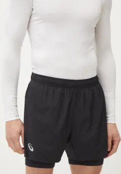Asics pantaloni scurti de alergare Core culoarea negru, 2011D218 imagine