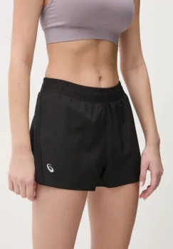 Asics pantaloni scurti de alergare Core culoarea negru, neted, medium waist, 2012D182 imagine