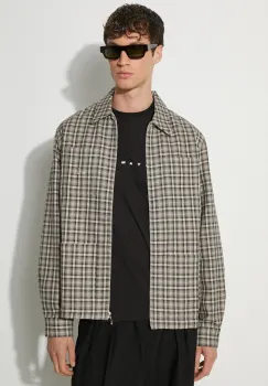 Awake NY geaca cu aspect de camasa Lt Wt culoarea maro, de tranzitie, oversize, SP24-OT004 imagine