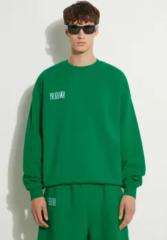 Awake NY hanorac de bumbac Awake Crewneck barbati, culoarea verde, cu imprimeu, SP24-CN002 imagine
