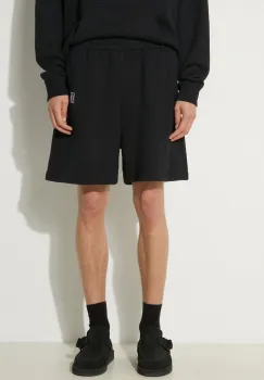 Awake NY pantaloni scurti din bumbac Awake Sweatshort culoarea negru, melanj, SP24-PA006 imagine