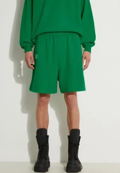 Awake NY pantaloni scurti din bumbac Awake Sweatshort culoarea verde, melanj, SP24-PA006 imagine