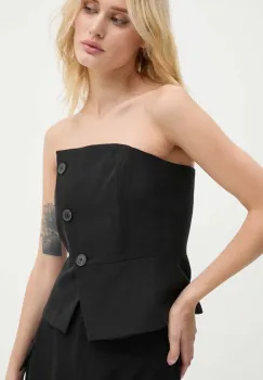 BA&SH bluza din amestec de in culoarea negru, neted, 1H24GABR imagine