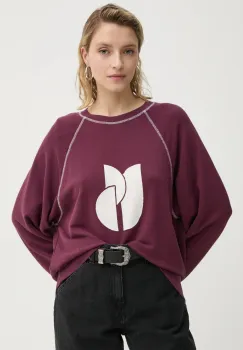 BA&SH bluza femei, culoarea bordo, cu imprimeu, 1H24BART imagine