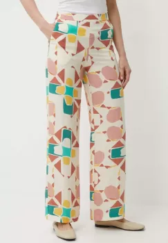 BA&SH pantaloni AARON femei, culoarea bej, drept, high waist, 1E24AARO imagine