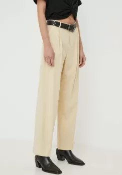 BA&SH pantaloni GONA femei, culoarea bej, drept, high waist, 1E24GONA imagine