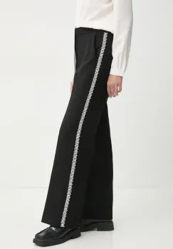 BA&SH pantaloni SAUL femei, culoarea negru, drept, high waist, 1E25SAUL imagine