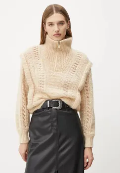 BA&SH pulover de lana femei, culoarea bej, calduros, 1H24BALA imagine