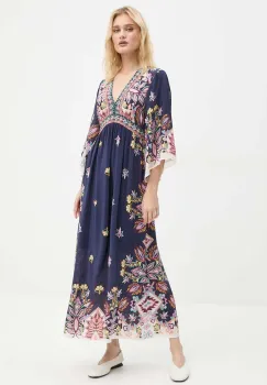 BA&SH rochie culoarea albastru marin, maxi, evazati, 1H24LUFI imagine