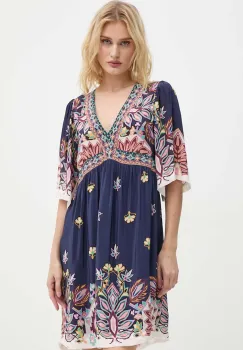 BA&SH rochie culoarea albastru marin, mini, evazati, 1H24LEVI imagine