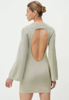 BA&SH rochie culoarea auriu, mini, evazati, 1H24ZULM imagine