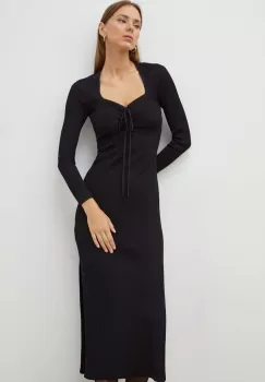 BA&SH rochie culoarea negru, midi, mulata imagine