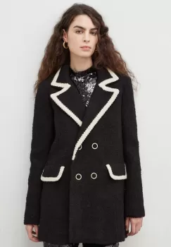 BA&SH sacou din lana culoarea negru, cu doua randuri de nasturi, modelator imagine