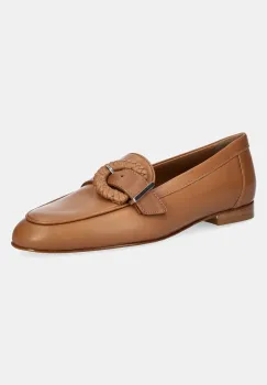 Baldinini mocasini de piele femei, culoarea maro, cu toc plat, D5E085P1NAPP imagine