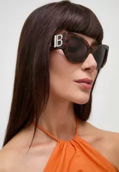 Balenciaga ochelari de soare femei, culoarea maro, BB0322S imagine