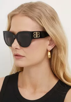 Balenciaga ochelari de soare femei, culoarea negru, BB0323SK imagine
