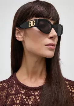 Balenciaga ochelari de soare femei, culoarea negru, BB0324SK imagine