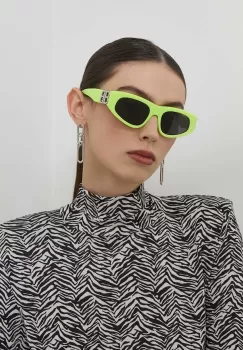 Balenciaga ochelari de soare femei, culoarea verde imagine