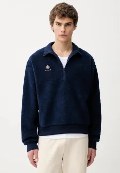 Bally hanorac din amestec de lana culoarea bleumarin, cu imprimeu, MJE09Q imagine