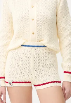 Bally pantaloni scurti din bumbac femei, culoarea bej, uni, high waist, WKN09P imagine