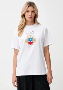 Bally tricou din bumbac culoarea alb, WJE087 imagine