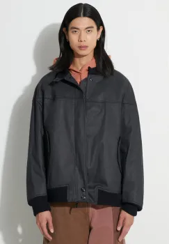 Baracuta geaca bomber Cotton PU Derby barbati, culoarea bleumarin, de tranzitie, BRCPS0985 imagine