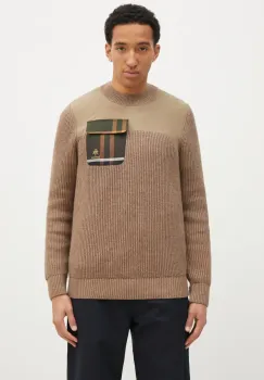 Baracuta pulover de lana Barbour x Baracut Miller Knit barbati, culoarea bej, calduros, BRMAG0191 imagine