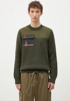 Baracuta pulover de lana Barbour x Baracut Miller Knit barbati, culoarea verde, calduros, BRMAG0191 imagine