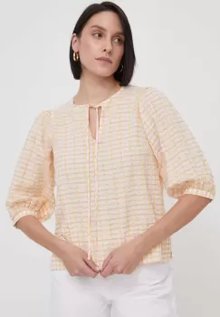 Barbour bluza din bumbac femei, culoarea bej, modelator imagine