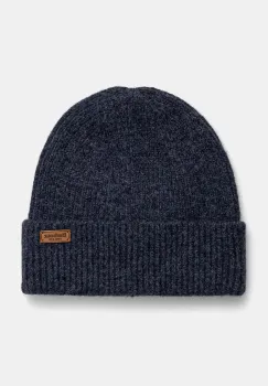 Barbour caciula culoarea albastru marin, din tricot gros imagine