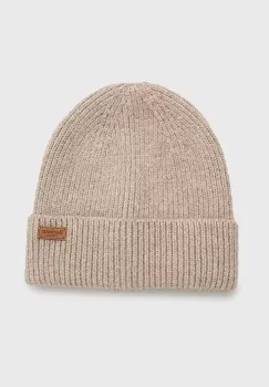 Barbour caciula culoarea bej, din tricot gros imagine