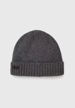 Barbour caciula de lana culoarea gri, de lana, din tricot gros imagine