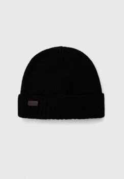Barbour caciula de lana culoarea negru, de lana, din tricot gros imagine