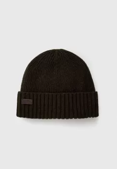 Barbour caciula de lana culoarea verde, de lana, din tricot gros imagine