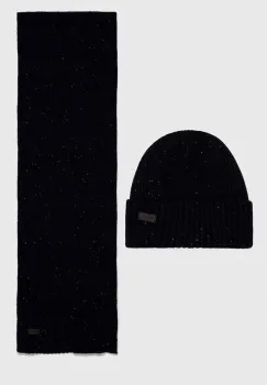 Barbour caciula si fular Carlton Fleck Beanie & Scarf Gift Set culoarea bleumarin MGS0047 imagine