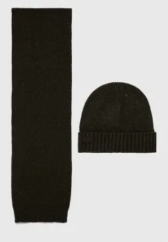Barbour caciula si fular Carlton Fleck Beanie & Scarf Gift Set culoarea verde MGS0047 imagine